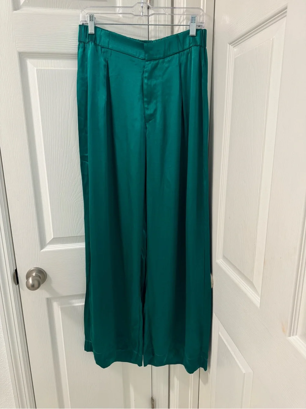 Freepeople Satin Palazzo Good days trouser  Emerald Green WideLeg Highrise sizeS